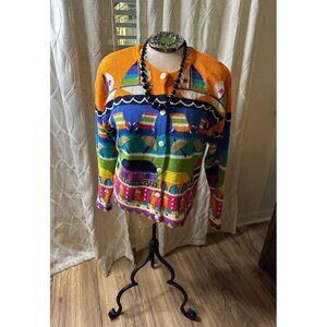 Vtg Philip & Jane Gordon Design Options Novelty Knit Cardigan Sweater Nautical